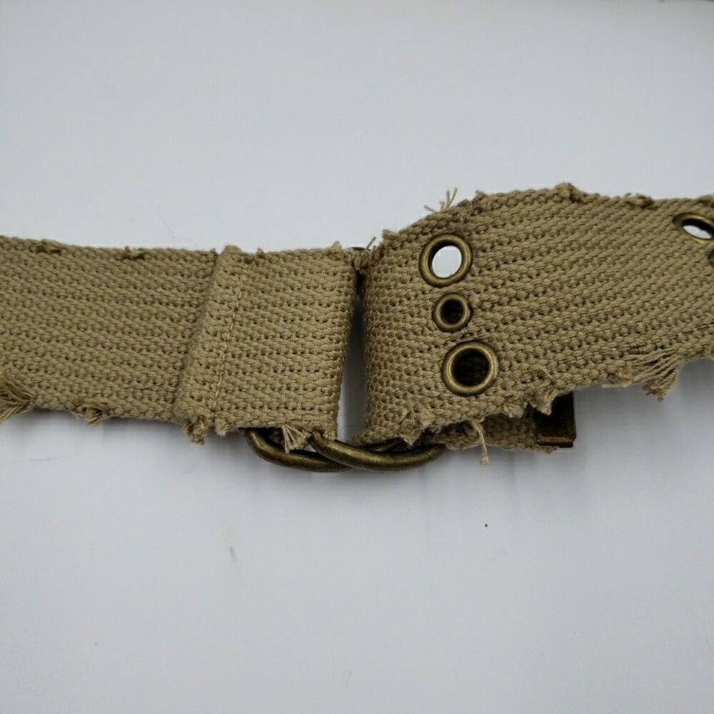 Y2K Mens D-Ring Belt Distressed Grommet Tactical Cargo Military Utility Size M/L - Picture 7 of 10